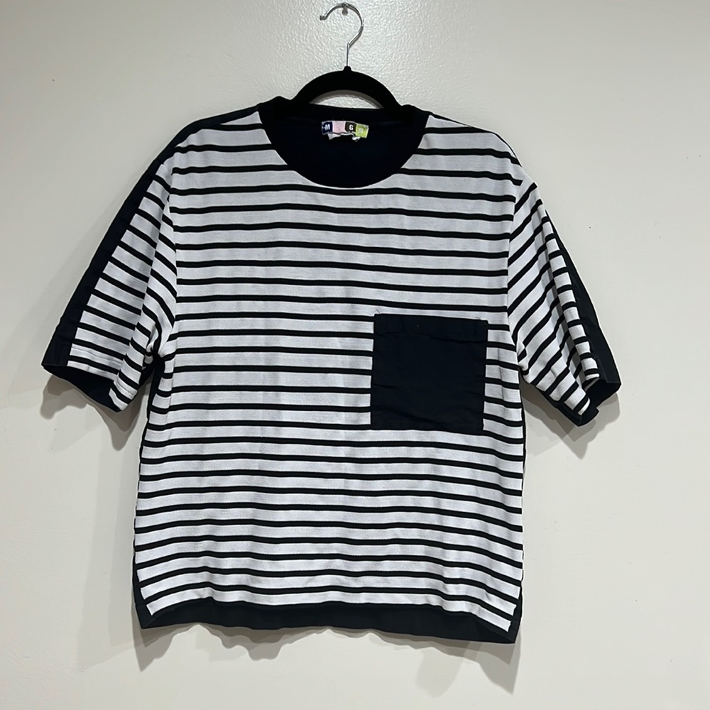 MSGM Striped Short Sleeve Tee with Chest pocket